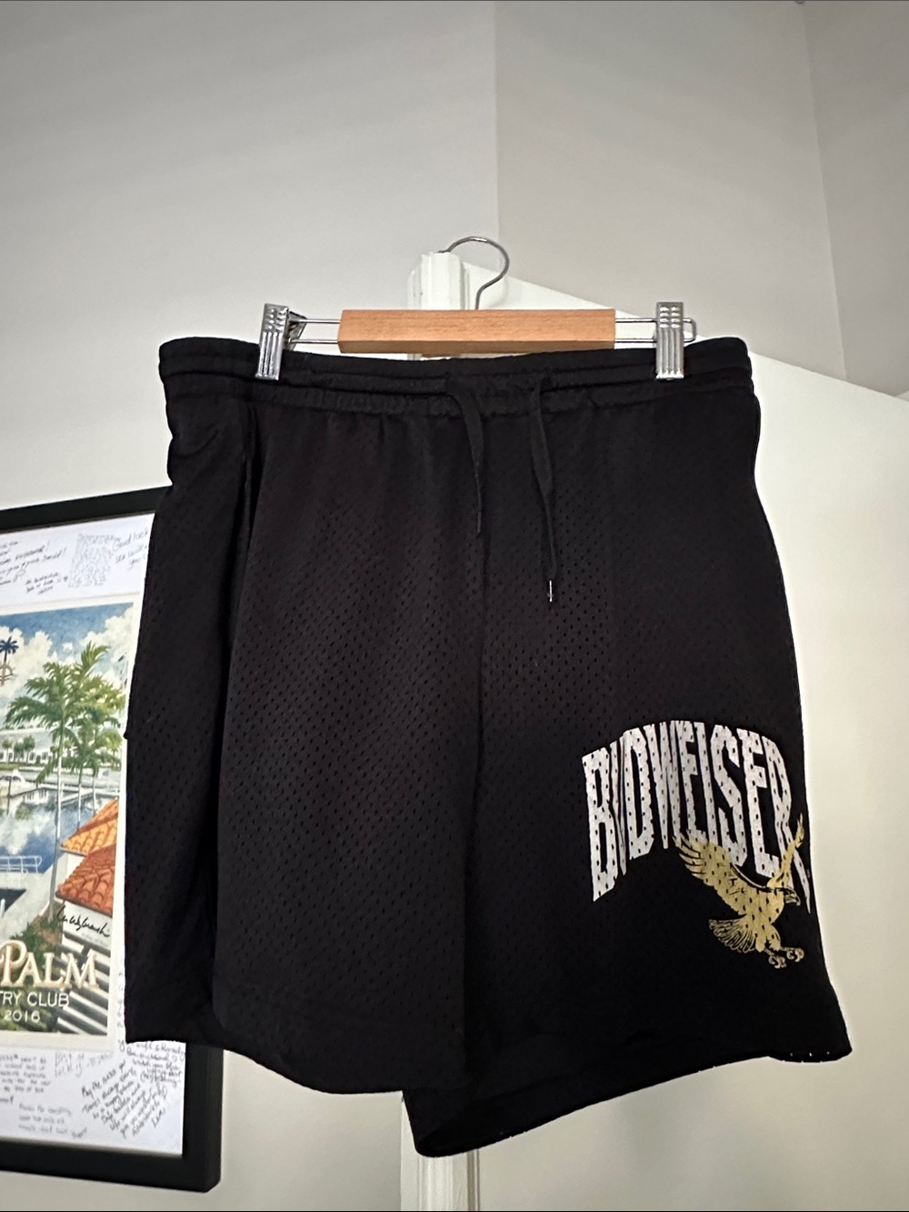 Pacsun Black Mesh Shorts with Budweiser Graphic